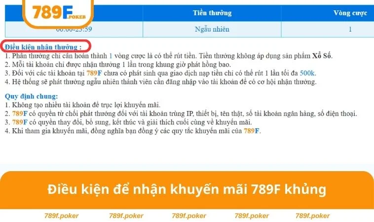 Khuyến Mãi 789F 3 Điều kiện để nhận khuyến mãi 789F khủng